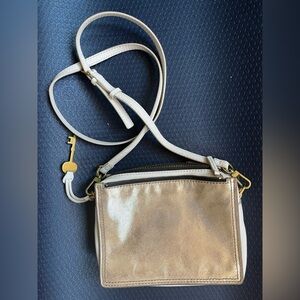 Fossil Gold/Tan Leather Cross-body bag
